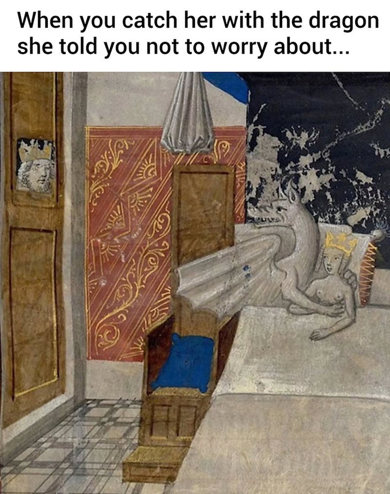 When you catch her with the dragon she told you not to worry about... 3714