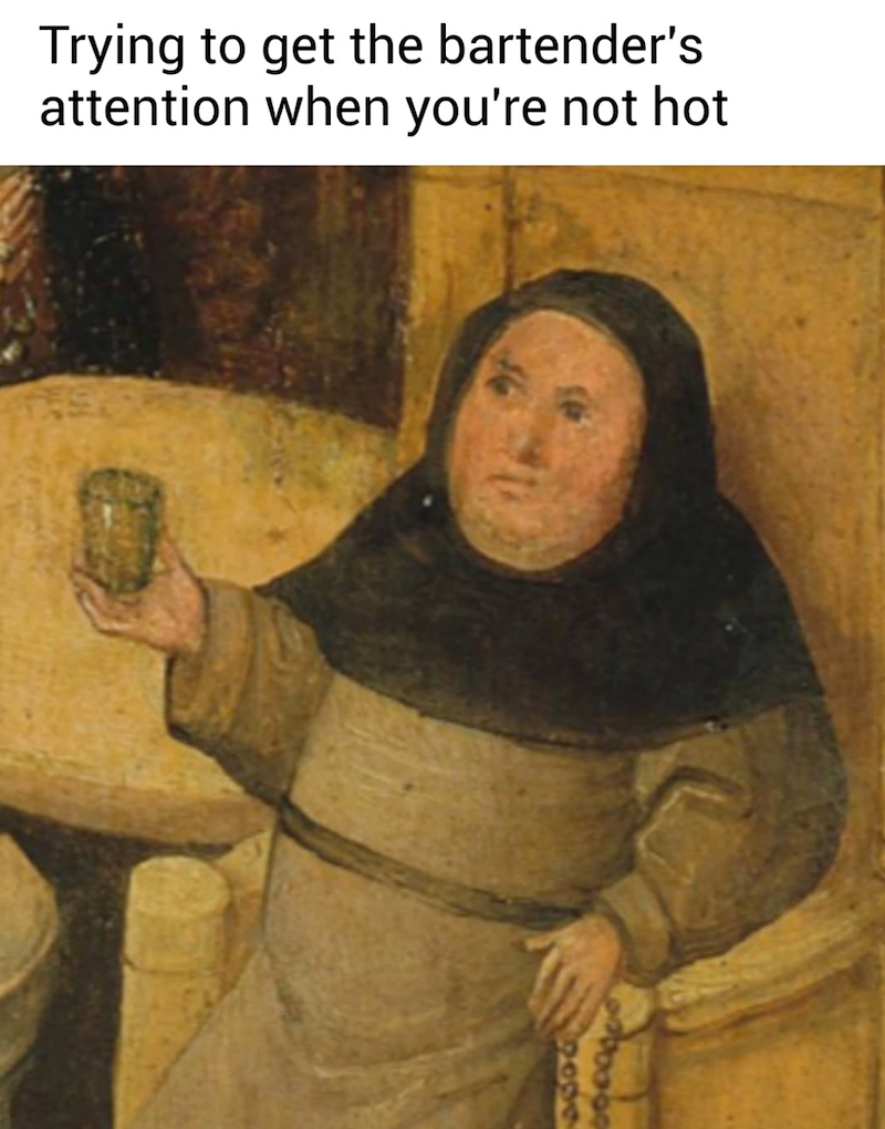 Trying to get the bartender's attention when you're not hot 6606