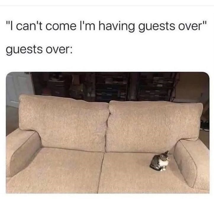 "I can't come I'm having guests over" guests over:
