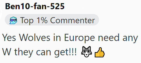 Ben10-fan-525 Top 1% Commenter Yes Wolves in Europe need any W they can get!!!