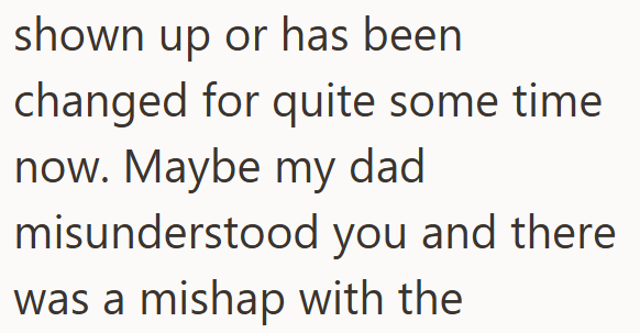 shown up or has been changed for quite some time now. Maybe my dad misunderstood you and there was a mishap with the