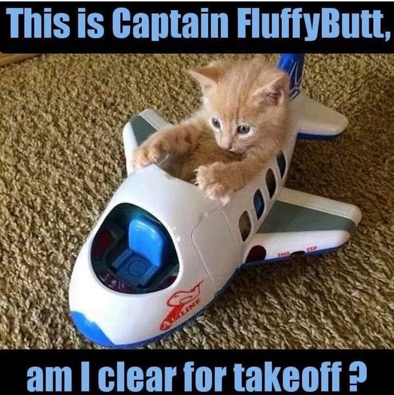 This is Captain FluffyButt, AMLINE am I clear for takeoff?