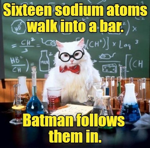Sixteen sodium atoms HB walk into a bar.)× CH2 HB2 CH (CH)] Log 3 (CH Batman follows them in.