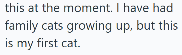 this at the moment. I have had family cats growing up, but this is my first cat.
