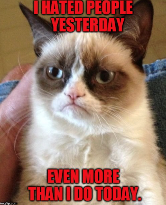 I HATED PEOPLE YESTERDAY imgflip.com EVEN MORE THAN I DO TODAY.