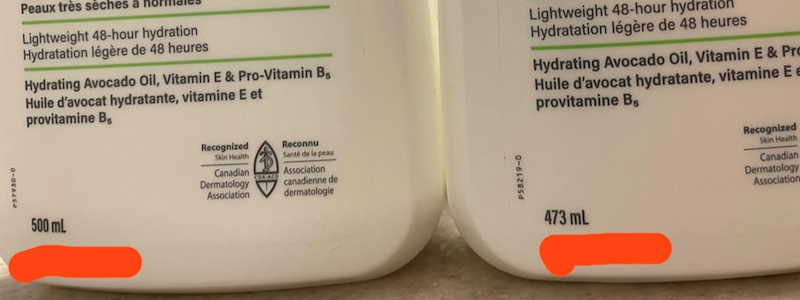 Peaux très sèches à hor Lightweight 48-hour hydration Hydratation légère de 48 heures Hydrating Avocado Oil, Vitamin E & Pro-Vitamin B Huile d'avocat hydratante, vitamine E et provitamine B Lightweight 48-hour hydratio Hydratation légère de 48 heures Hydrating Avocado Oil, Vitamin E & Pro Huile d'avocat hydratante, vitamine E provitamine B 500 mL Recognized Skin Health Canadian Dermatology Association Reconnu Santé de la peau Association canadienne de dermatologie P58219-0 473 ml Recognized Skin
