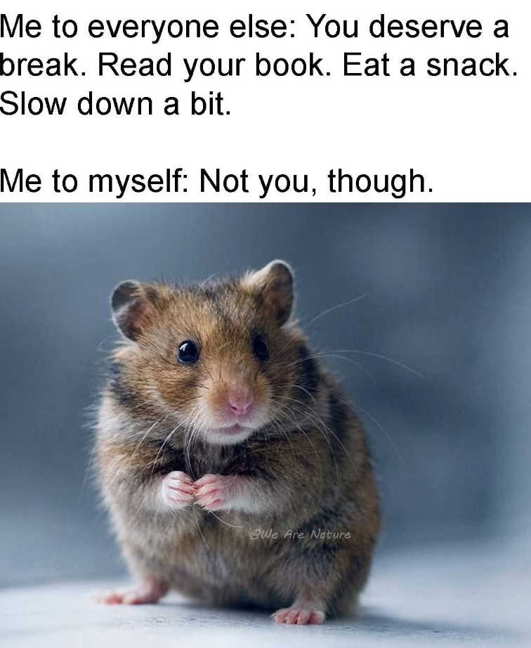 Me to everyone else: You deserve a break. Read your book. Eat a snack. Slow down a bit. Me to myself: Not you, though. @We Are Nature