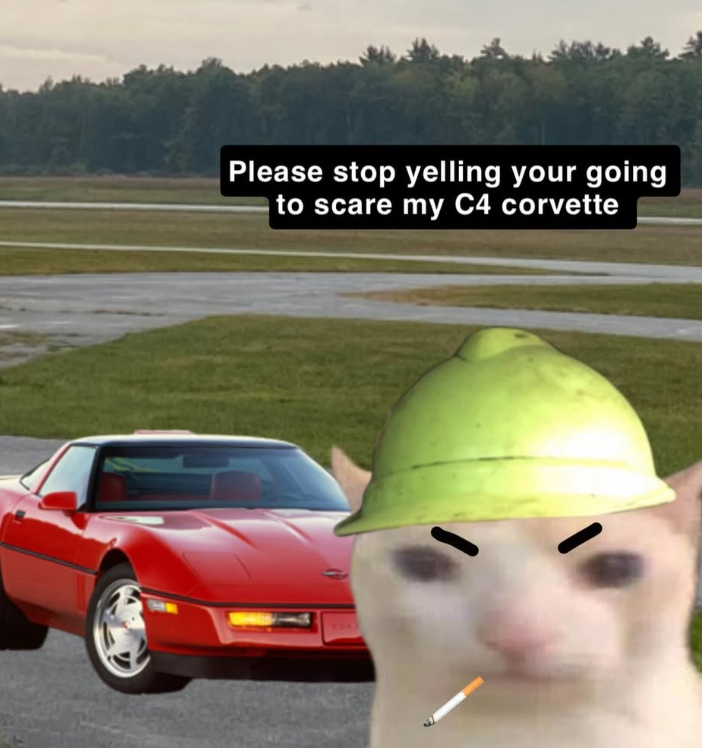 Please stop yelling your going to scare my C4 corvette