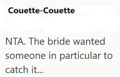 Couette-Couette NTA. The bride wanted someone in particular to catch it...