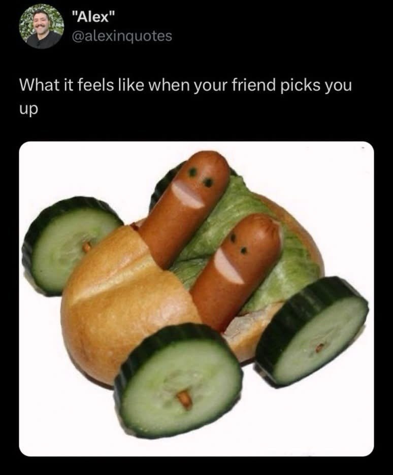 "Alex" @alexinquotes What it feels like when your friend picks you up
