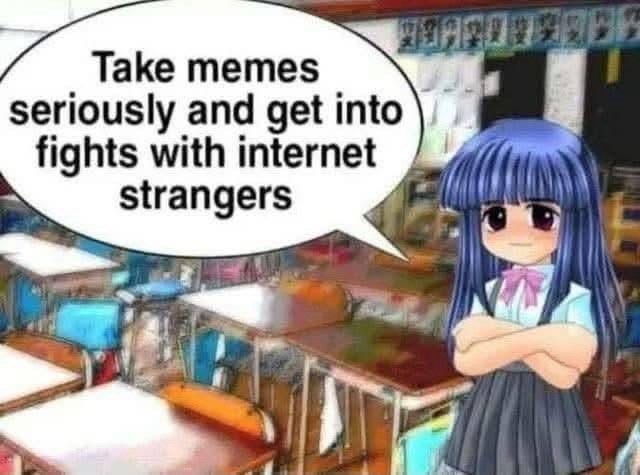 Take memes seriously and get into fights with internet strangers 作