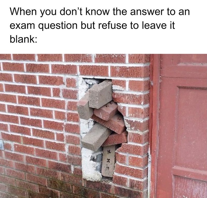 When you don't know the answer to an exam question but refuse to leave it blank: