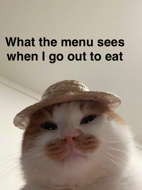 What the menu sees when I go out to eat