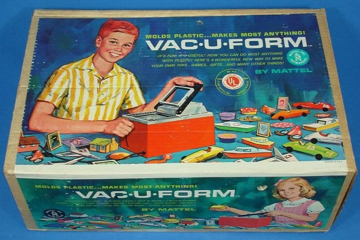 MOLDS PLASTIC...MAKES MOST ANYTHING! VAC-U-FORM IT'S FUN-#-&-USEFUL! NOW YOU CAN DO MOST ANYTHING WITH PLASTIC HERE'S A WONDERFUL NEW WAY TO MAKE YOUR OWN TOYS GAMES.GIFTS AND MANY OTHER THINGS! UL M BY MATTEL MOLDS PLASTIC...MAKES MOST ANYTHING! VAC-U-FORM BY MATTEL 13