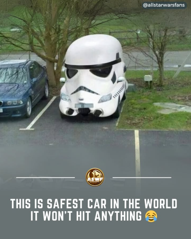 ASWF @allstarwarsfans THIS IS SAFEST CAR IN THE WORLD IT WON'T HIT ANYTHING
