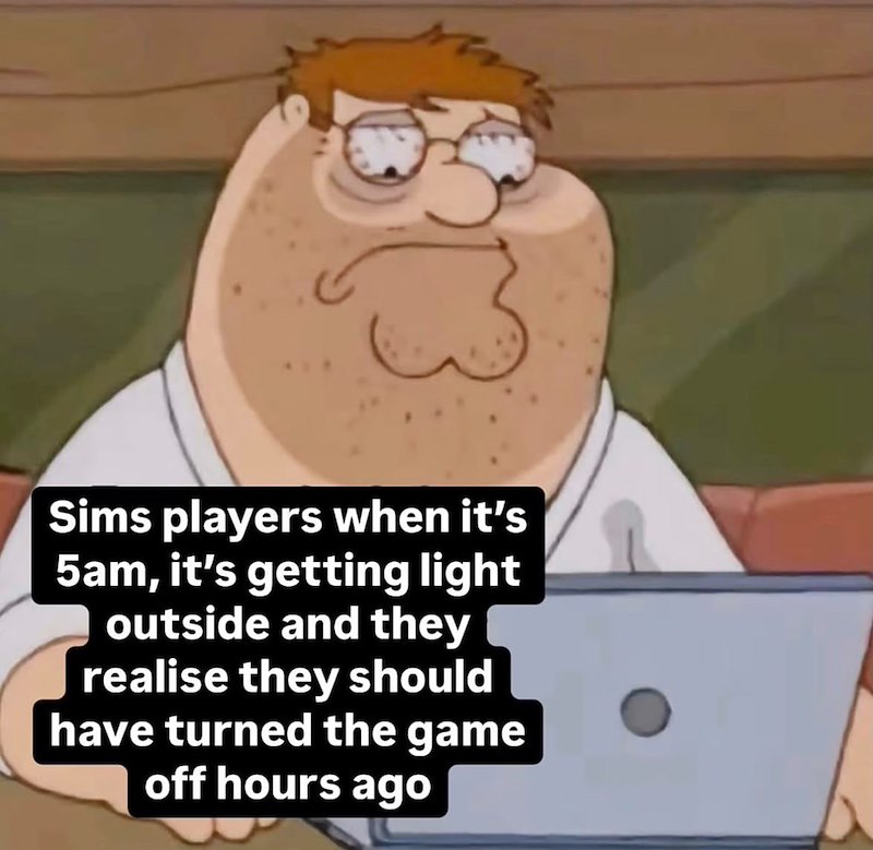 Sims players when it's 5am, it's getting light outside and they realise they should have turned the game off hours ago