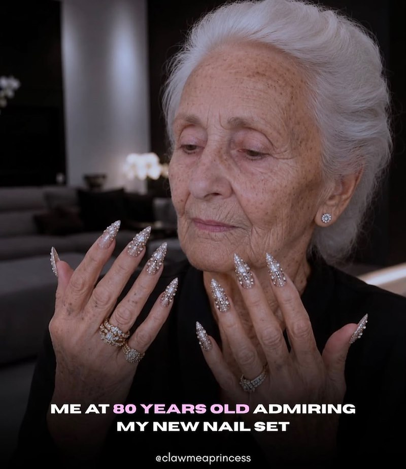 ME AT 80 YEARS OLD ADMIRING MY NEW NAIL SET eclawmeaprincess