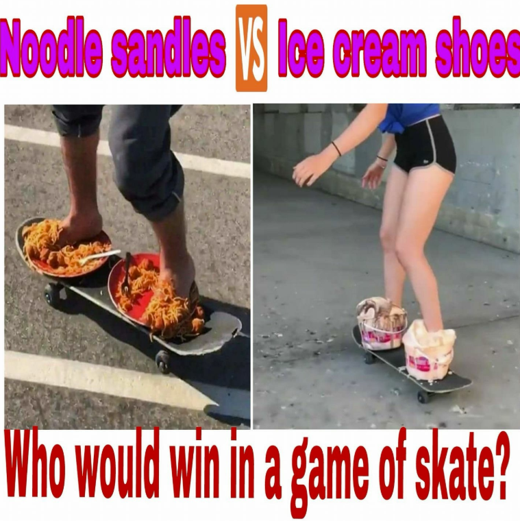 Noodle sandles VS loe cream shoes Who would win in a game of skate?