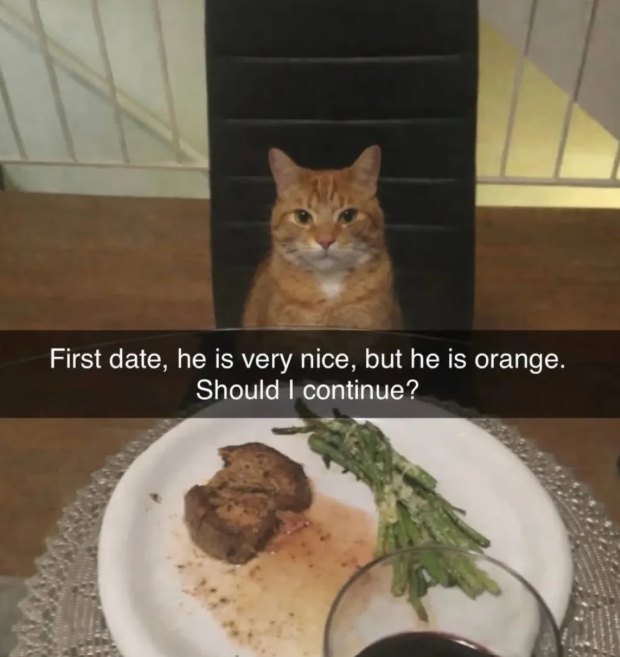 First date, he is very nice, but he is orange. Should I continue?