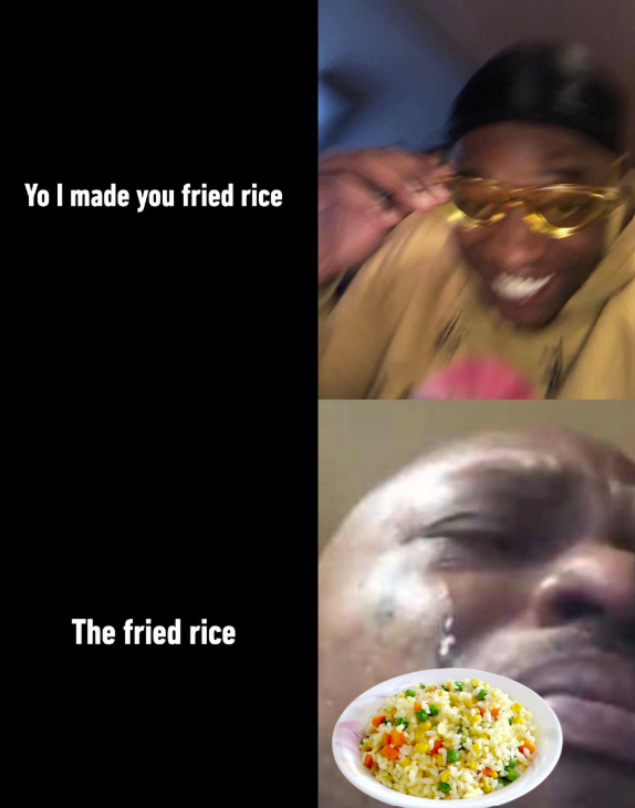 Yo I made you fried rice The fried rice