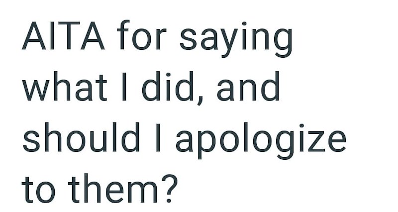AITA for saying what I did, and should I apologize to them?