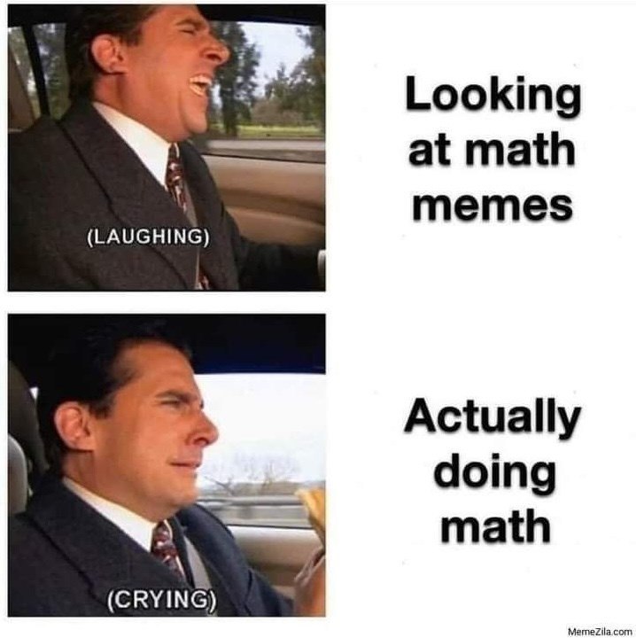 (LAUGHING) Looking at math memes (CRYING) Actually doing math MemeZila.com