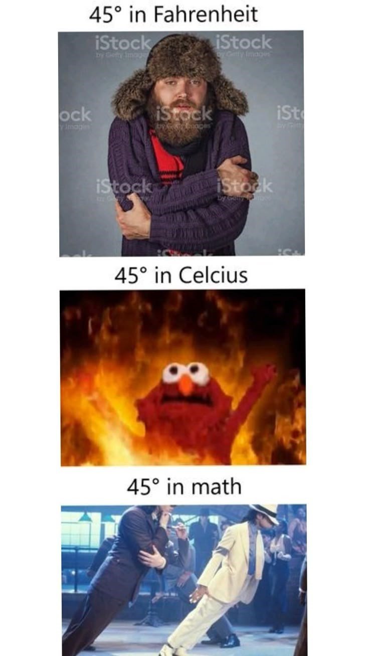 ock y Images 45° in Fahrenheit iStock iStock by Getty Image by Ginty Images iStock by Longes iStock iStock by Ganym 45° in Celcius 45° in math iSt