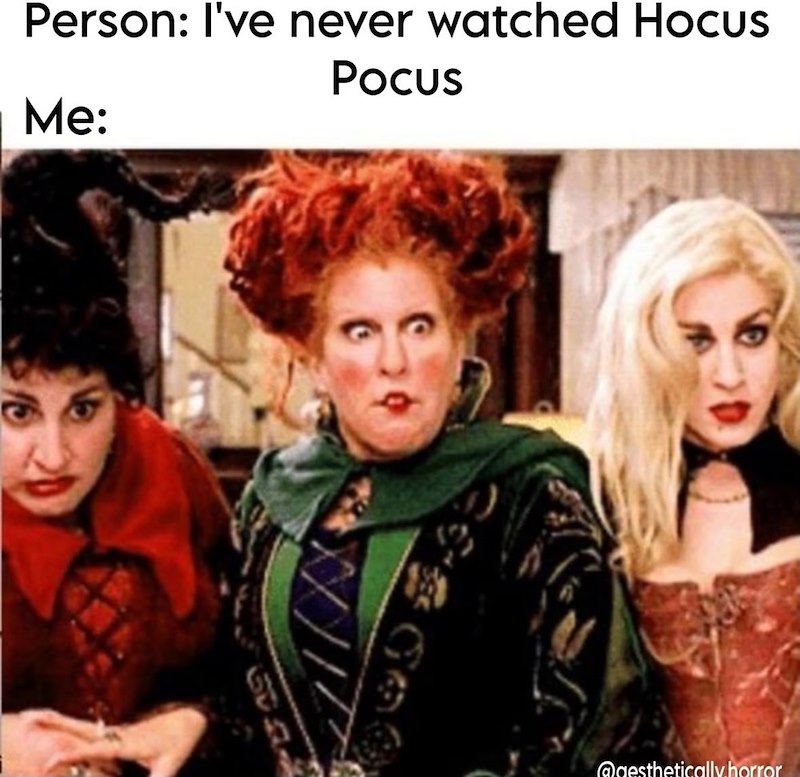 Person: I've never watched Hocus Pocus Me: @aesthetically horror