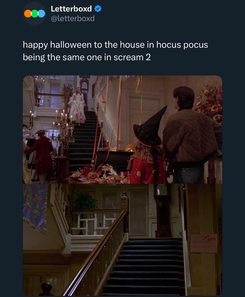 Letterboxd @letterboxd happy halloween to the house in hocus pocus being the same one in scream 2 DOYS