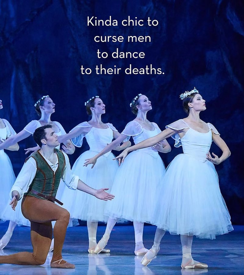 Kinda chic to curse men to dance to their deaths.