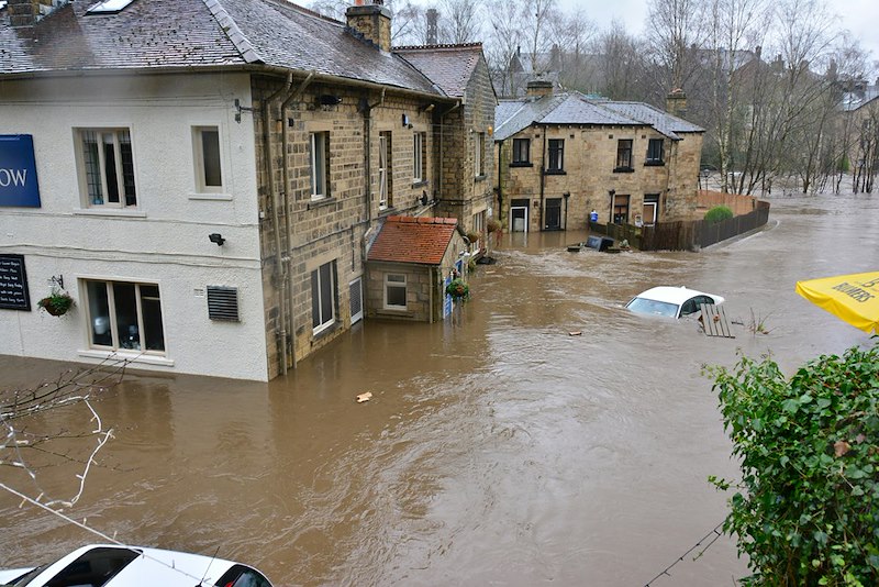 A flood that involved a couple of buildings.