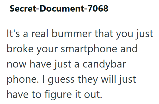 Secret-Document-7068 It's a real bummer that you just broke your smartphone and now have just a candybar phone. I guess they will just have to figure it out.