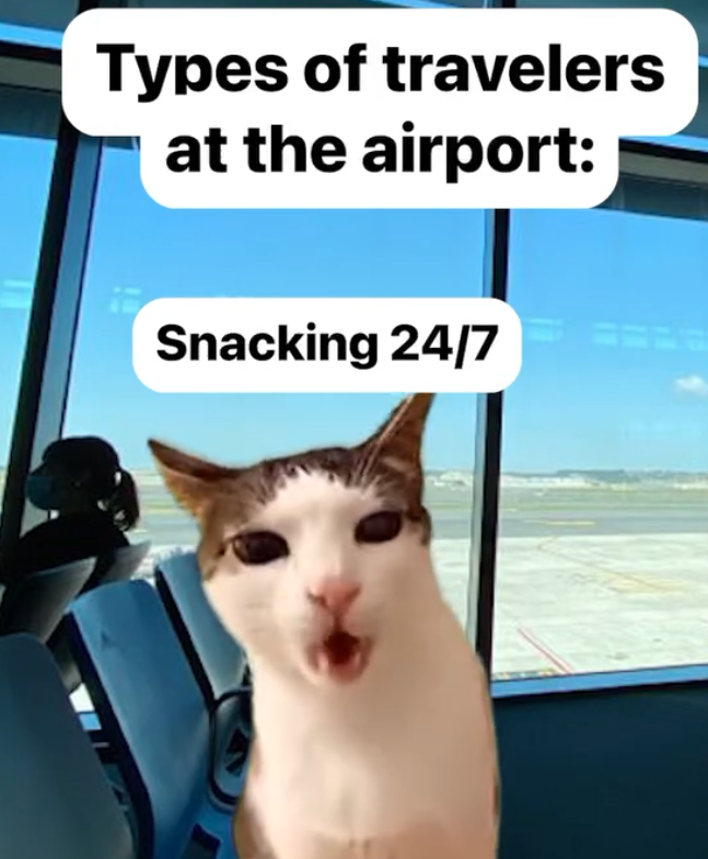 Types of travelers at the airport: Snacking 24/7