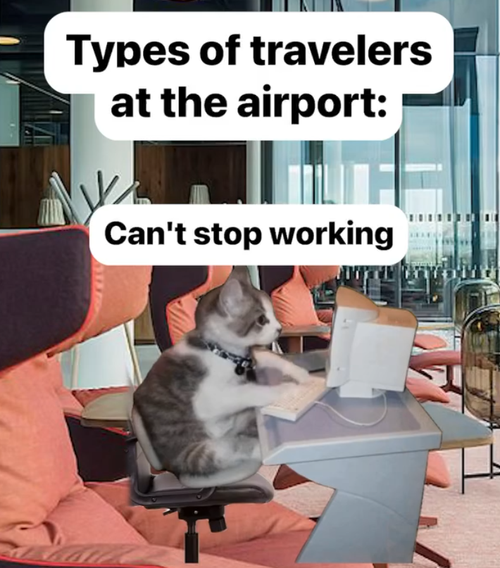 Types of travelers at the airport: Can't stop working