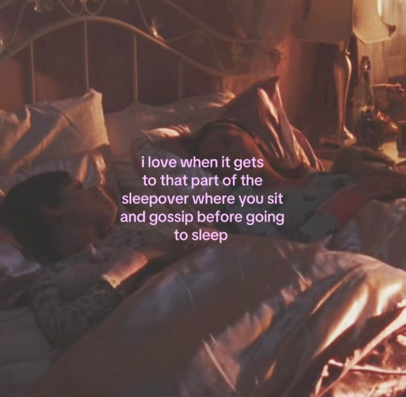 i love when it gets to that part of the sleepover where you sit and gossip before going to sleep