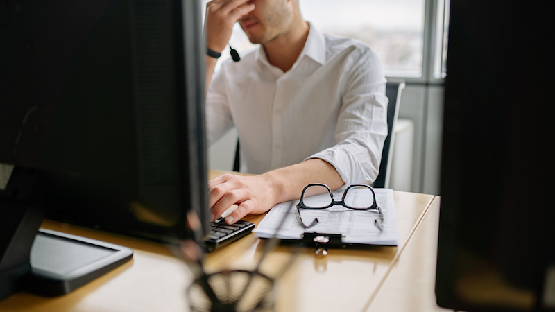 Tired employee. 