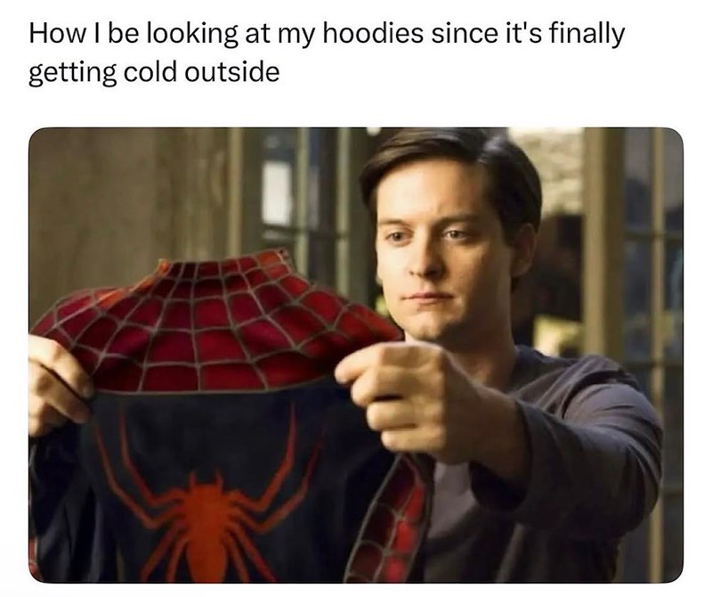 How I be looking at my hoodies since it's finally getting cold outside