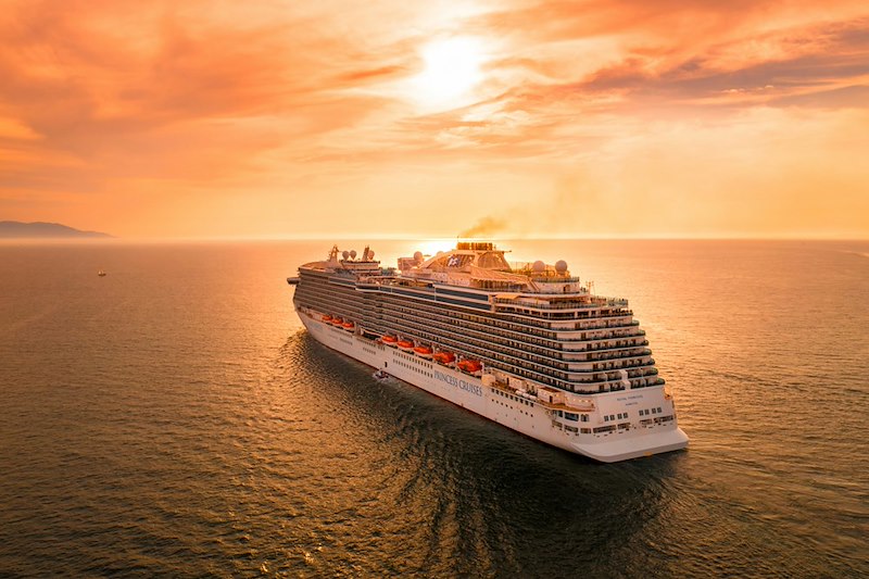 A cruise ship seen from the outside.