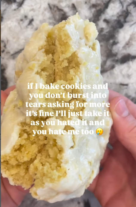 if I bake cookies and you don't burst into tears asking for more it's fine I'll just take it as you hated it and you hate me too