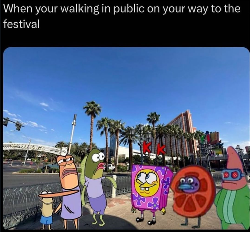 When your walking in public on your way to the festival 55