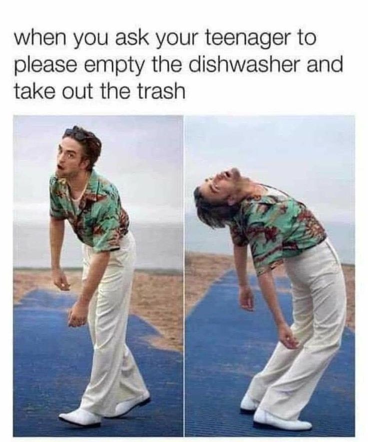 when you ask your teenager to please empty the dishwasher and take out the trash
