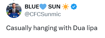 BLUE SUN @CFCSunmic Casually hanging with Dua lipa
