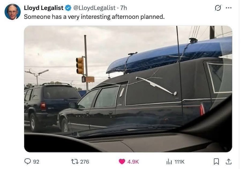 Lloyd Legalist ❤ @Lloyd Legalist .7h Someone has a very interesting afternoon planned. 92 1276 4.9K 111K 1 ..