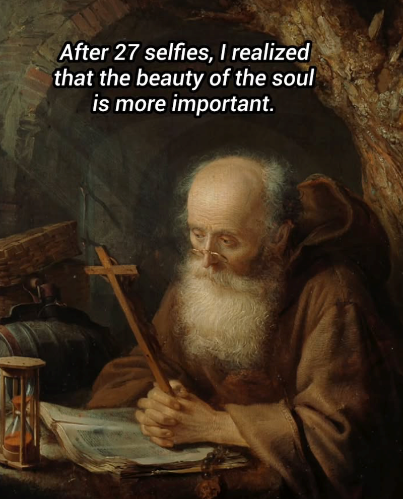 After 27 selfies, I realized that the beauty of the soul is more important.