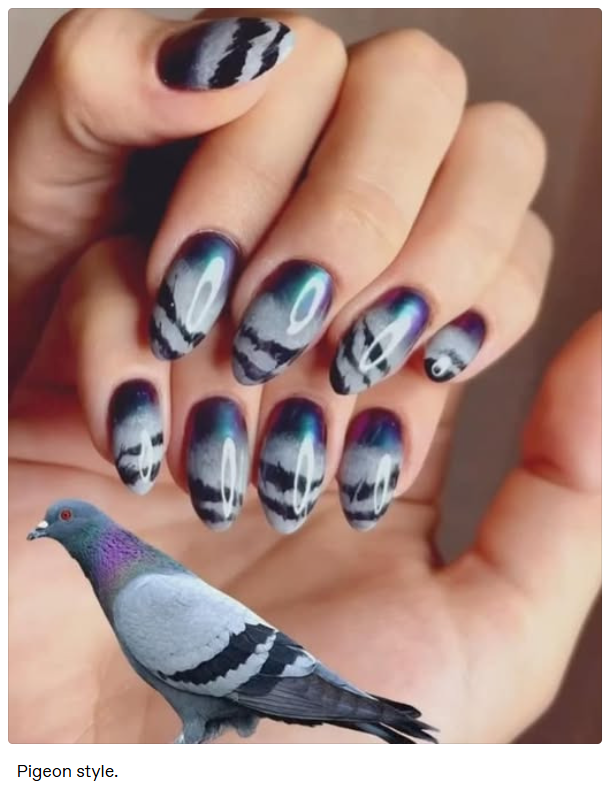 Pigeon style.