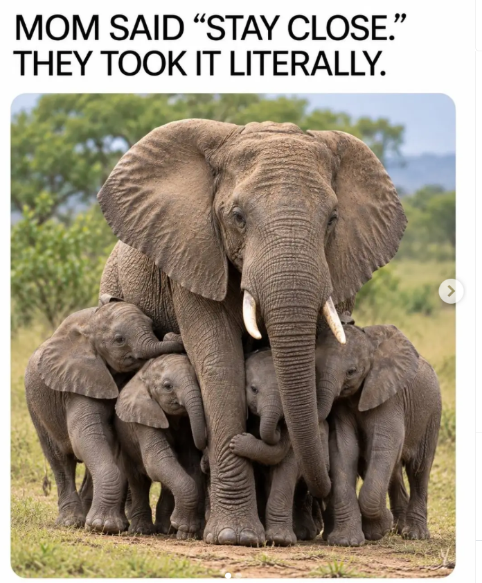 MOM SAID "STAY CLOSE." THEY TOOK IT LITERALLY. >