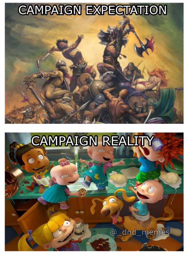 CAMPAIGN EXPECTATION CAMPAIGN REALITY @_dnd_memes