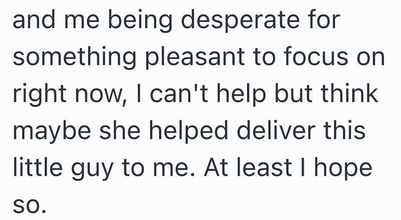 and me being desperate for something pleasant to focus on right now, I can't help but think maybe she helped deliver this little guy to me. At least I hope SO.