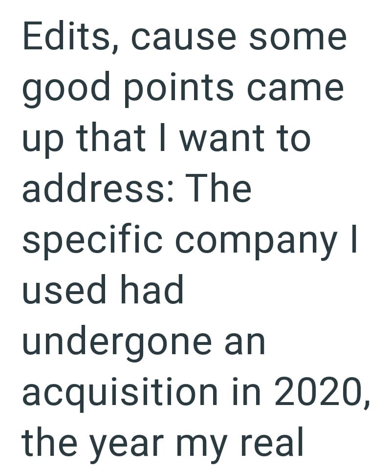 Edits, cause some good points came up that I want to address: The specific company I used had undergone an acquisition in 2020, the year my real