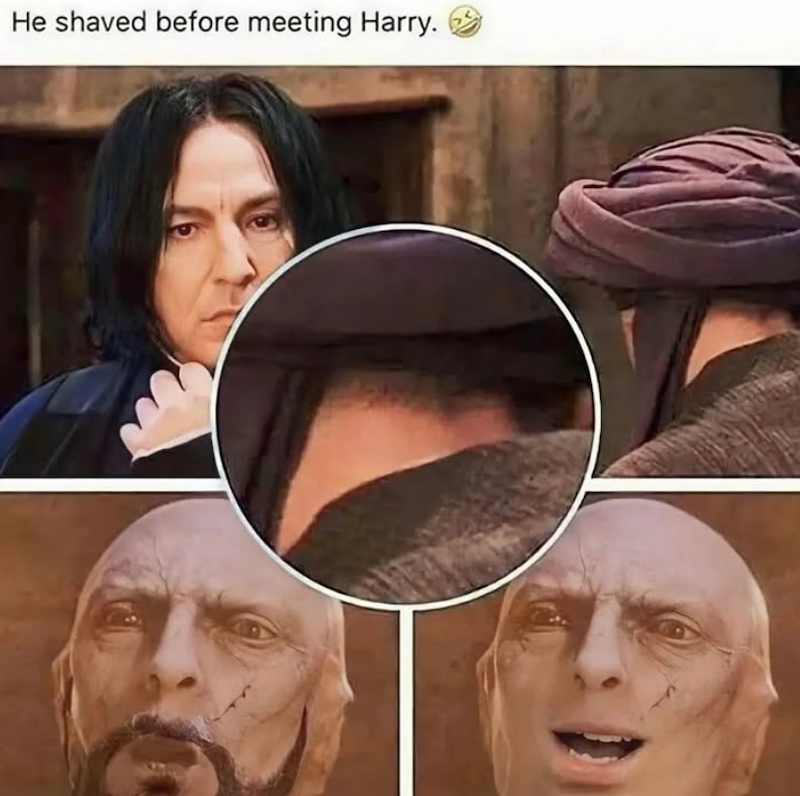 He shaved before meeting Harry.